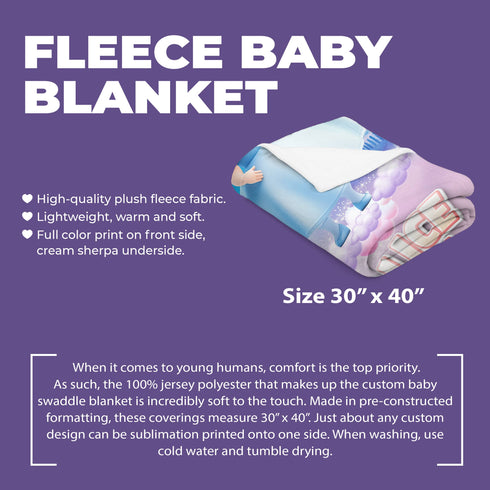 Personalized Cinderella-Inspired Baby Blanket – Custom Name & Birthdate | Princess Baby Blanket